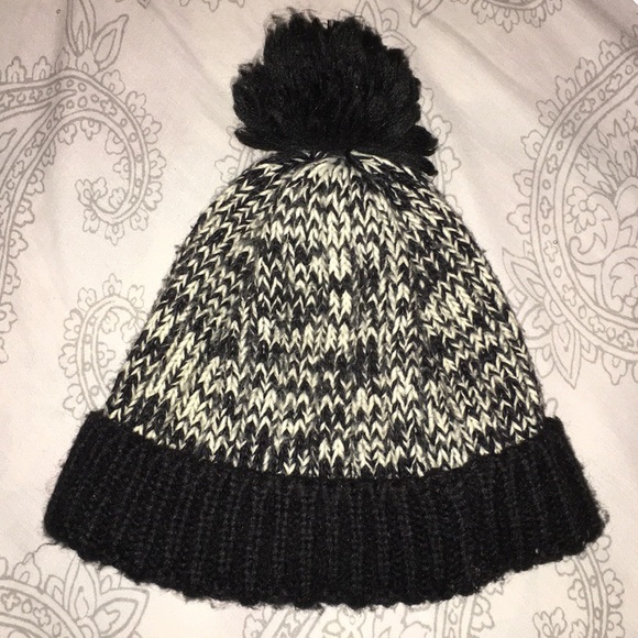 Knitted Black and White Pom-Pom Beanie - Picture 1 of 1